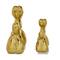 Set of 2 Gold Porcelain Contemporary Dog Sculpture, 7", 9"